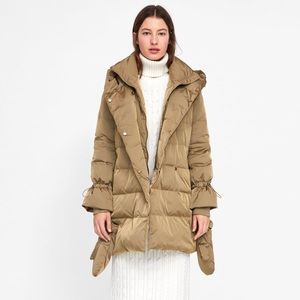wrap collar puffer coat